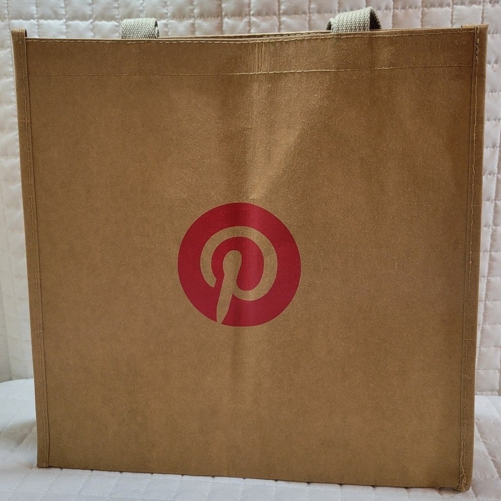 RARE Pinterest Washable Kraft Paper Tote Eco-Friendly Reusable Shopping Bag NWT